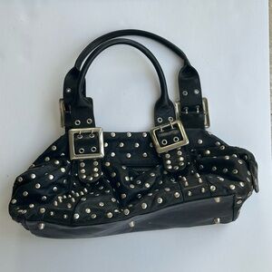 Studded Black Leather Shoulder Bag